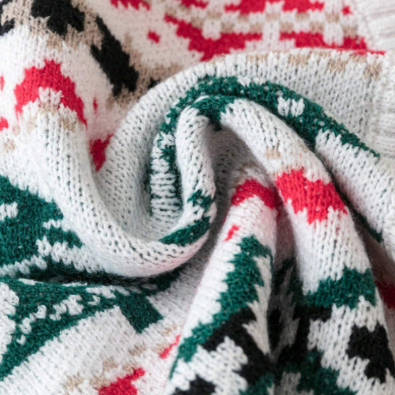 Single-breasted Knitted Cardigan Jacquard Christmas Sweater