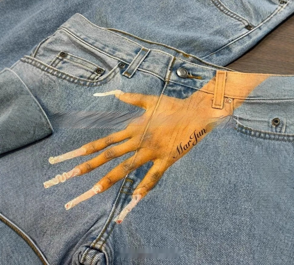 Printed Fashion Jeans Personalized Fingers for men