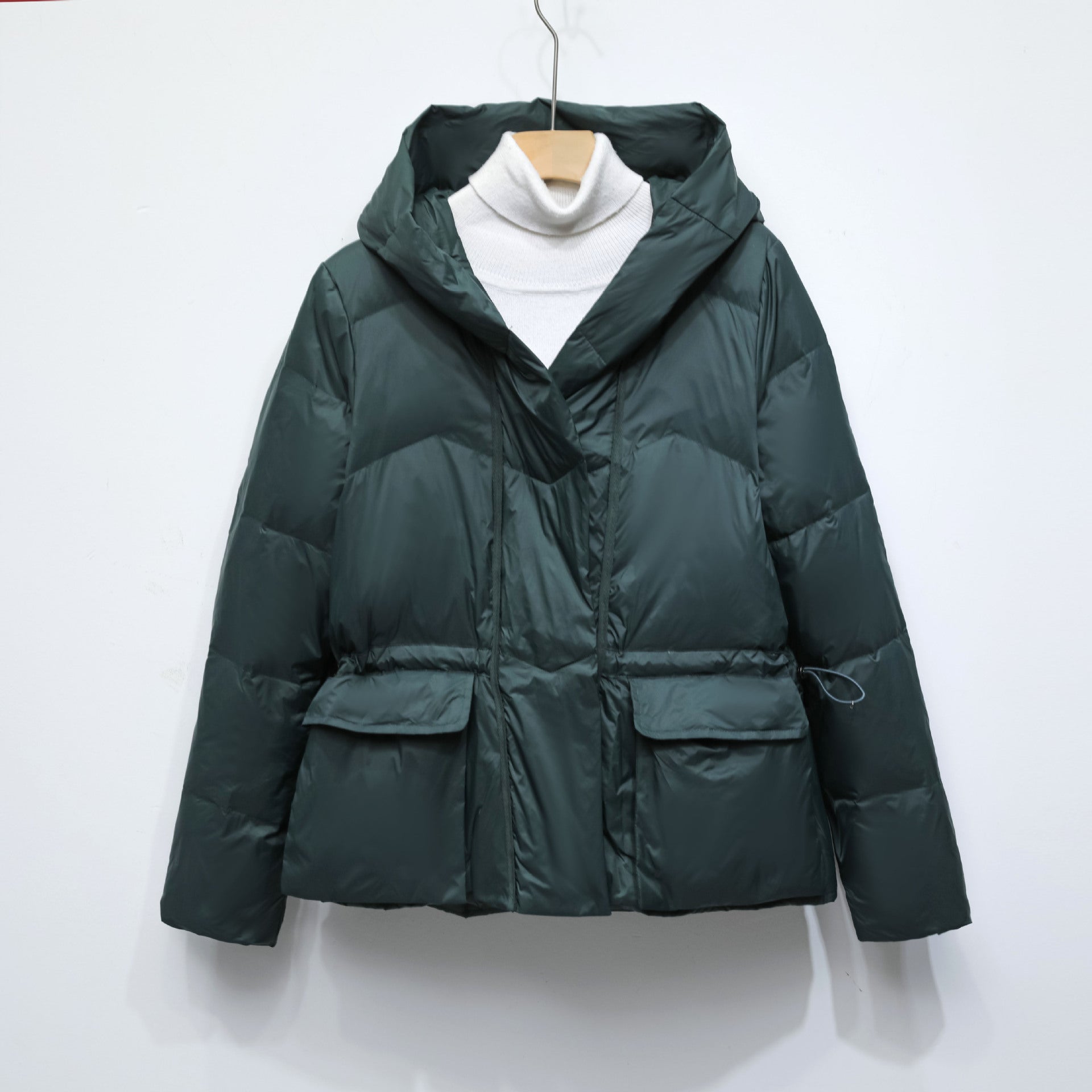 Women's Solid Color Hooded Thick Short Down Jacket