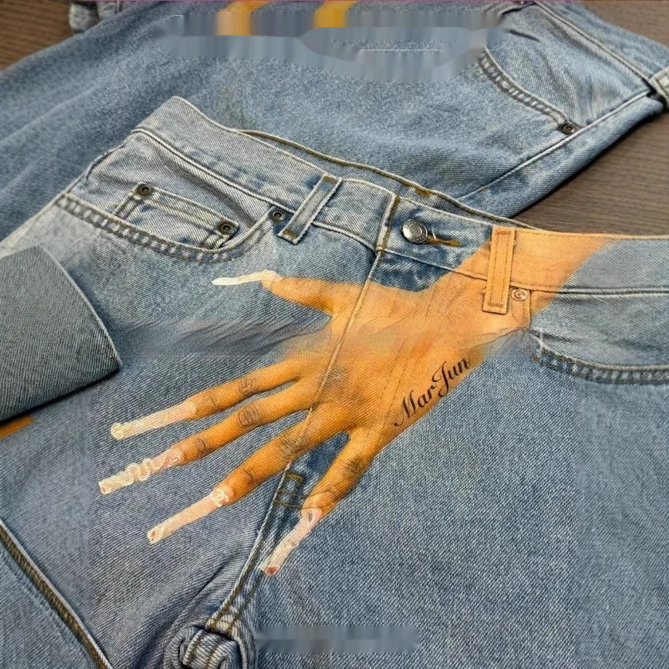 Printed Fashion Jeans Personalized Fingers for men