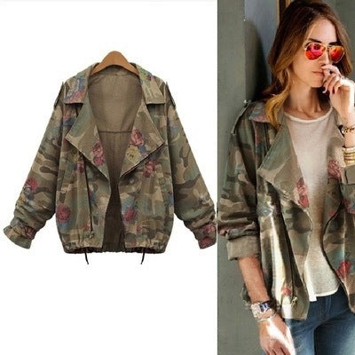 Oversize Women's Fat Sister Camouflage Tooling Windbreaker for women