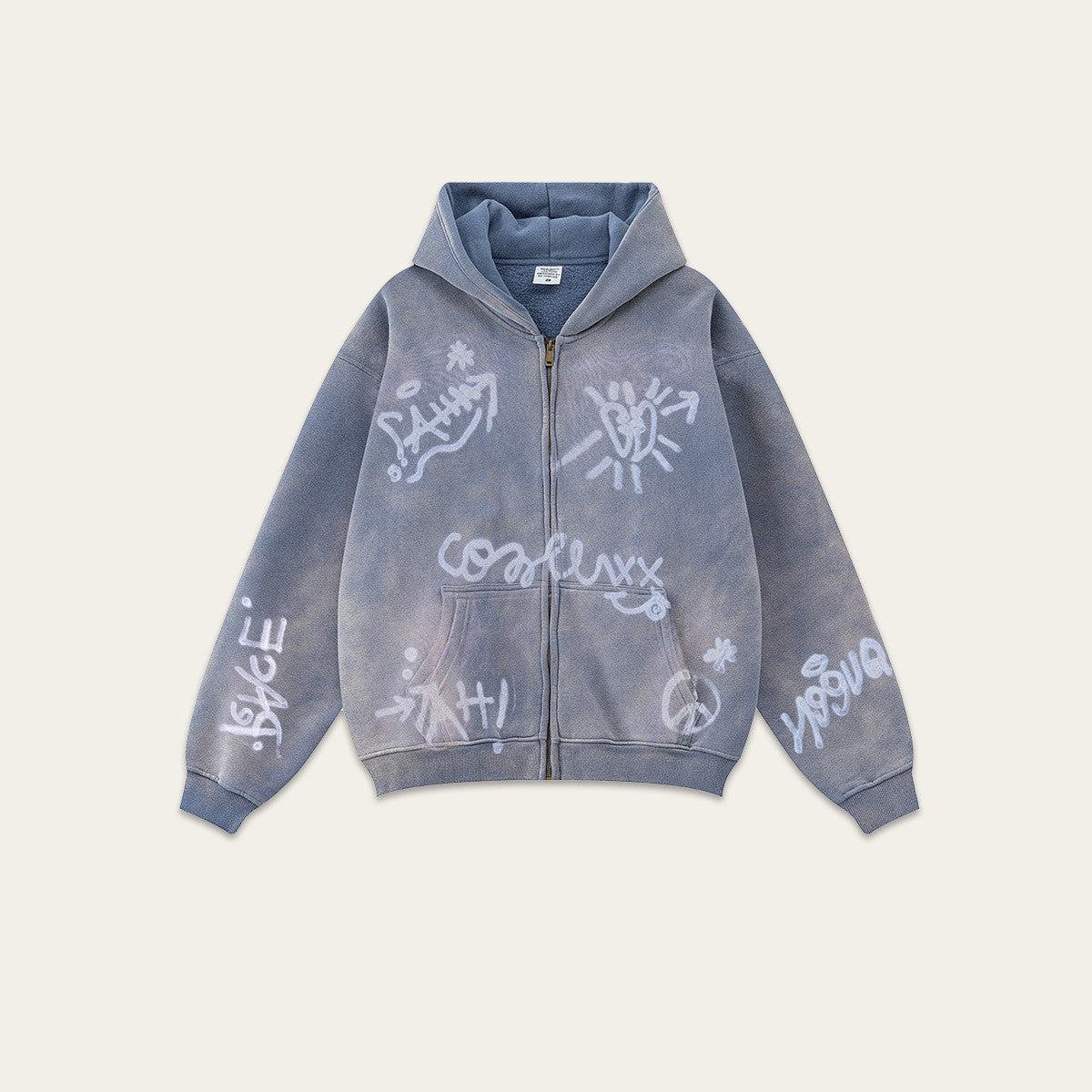 Retro High-grade Graffiti Long-sleeved Knitted Cardigan