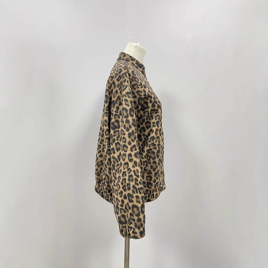 Loose Women's Wear Spring Leopard Print Retro Temperament Top