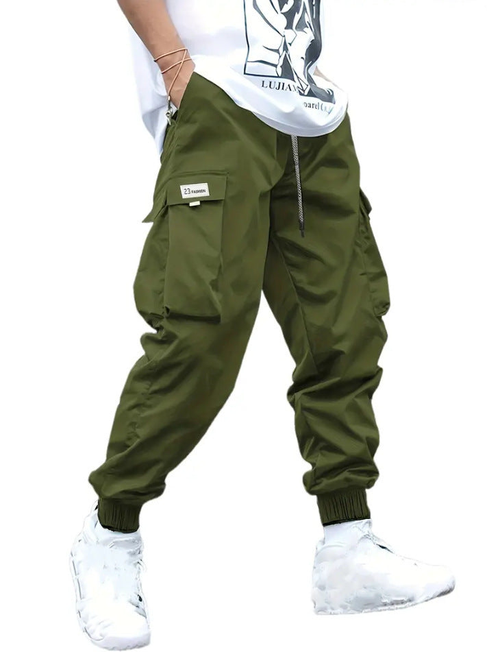 Men's Casual Pants Multi-pocket Teenagers Loose Tappered